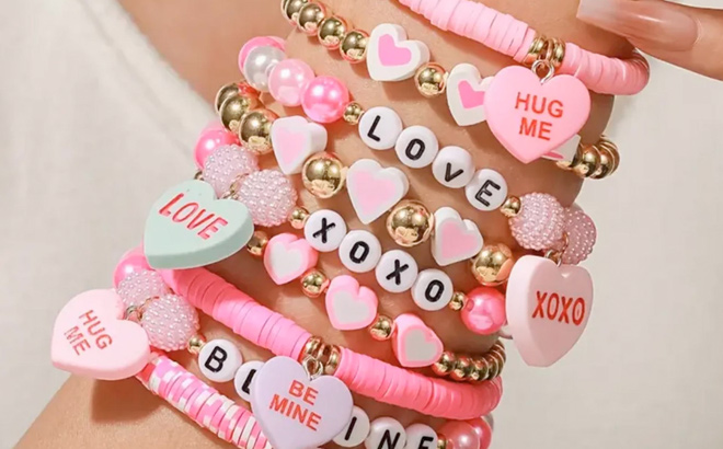 Kate Tuesday Jewelry XOXO Valentines Bracelet Set of 9 Kate Tuesday Jewelry XOXO Valentines Bracelet Set of 9