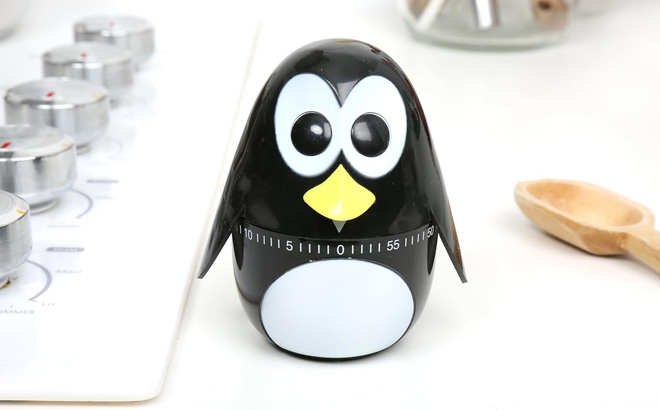 Kikkerland Penguin Kitchen Timer on the Table