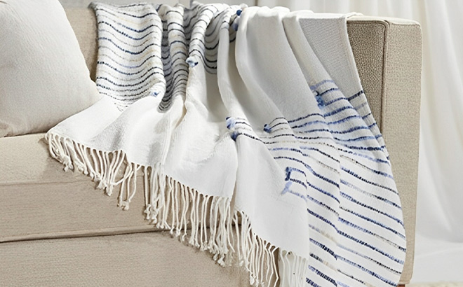 Lauren McBride Blue Tribal Knit Throw