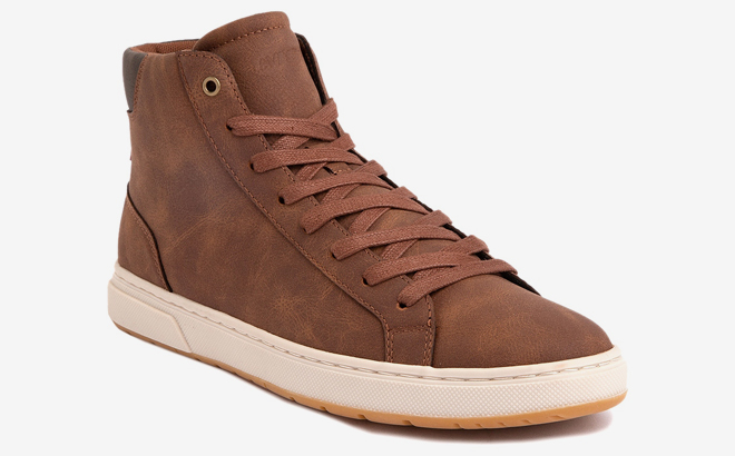 Levis Mens Caleb Hi Sneaker in Tan Color