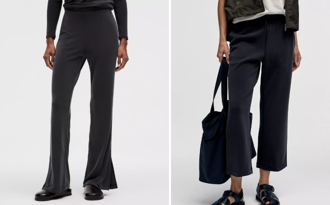 Lululemon Drapey Softstreme Flared Pants and High Rise Straight Leg Cropped Pants