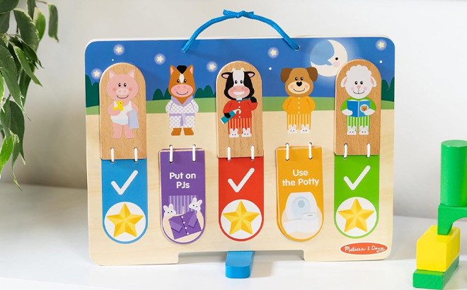 Melissa Doug Wooden My Daily Day and Night Routines Chart