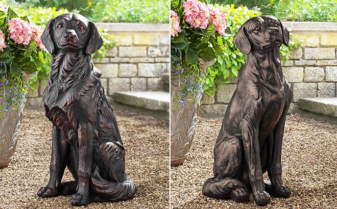 Members Mark Sitting Golden Retriever and Sitting Labrador Dog Statues Members Mark Sitting Golden Retriever and Sitting Labrador Dog Statues