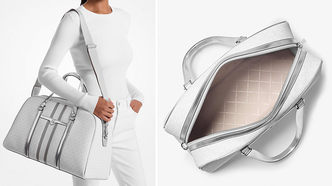 Michael Kors Jet Set Extra Large Striped Weekender Bag