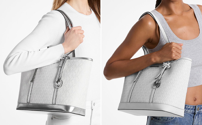 Michael Kors Jet Set Travel Small Metallic Logo Tote Bag Michael Kors Jet Set Travel Small Metallic Logo Tote Bag