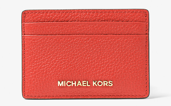 Michael Kors Pebbled Leather Card Case in Spiced Coral