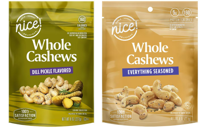 Nice Whole Cashews Dill Pickle and Everything Seasoned