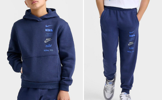 Nike Kids Stacked Logo Pullover Hoodie and Jogger Pants