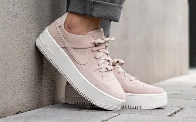 Nike Womens Air Force 1 Sage Shoes in Beige Color