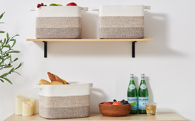 Oiahomy Woven Cotton Rope Baskets