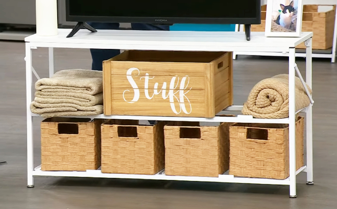 Origami Foldable Bench with TV and Storage Organizers