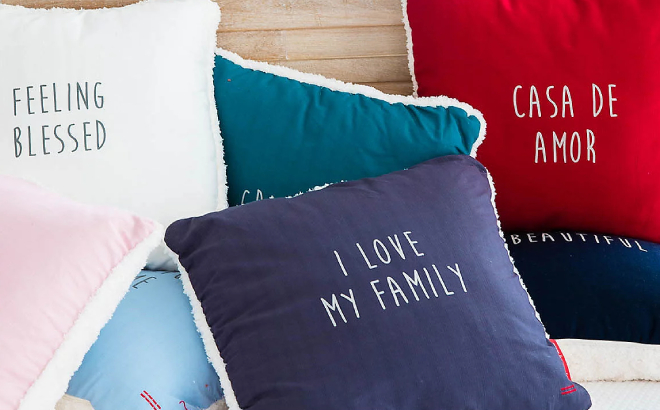 Peace Love World Cable Knit Reversible Pillow