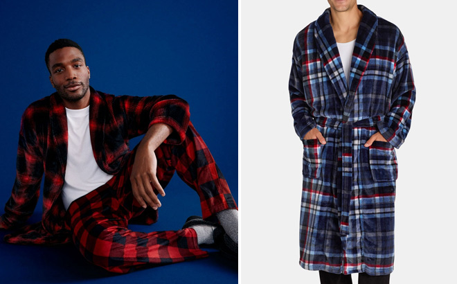 People Wearing George Mens Sleep Robes in Two Colors