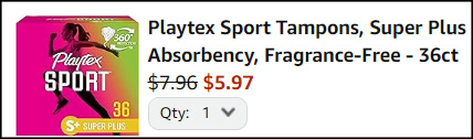 Playtex Sport 36 Count Super Plus Tampons Checkout Playtex Sport 36 Count Super Plus Tampons Checkout
