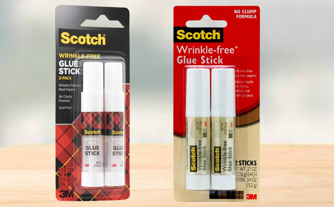 Scotch Wrinkle Free Glue Sticks on a Table Scotch Wrinkle Free Glue Sticks on a Table