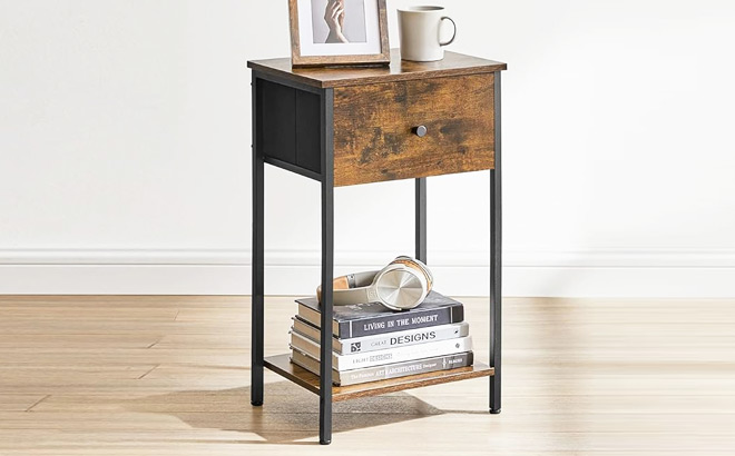 Side Table with Fabric Drawer