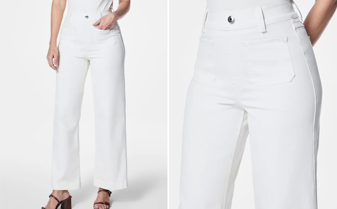 Spanx Cropped Wide Leg Jeans with Patch Pockets