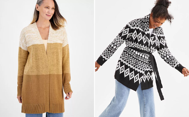 Style Co Womens Open Front Colorblocked Cardigan Style Co Womens Open Front Colorblocked Cardigan