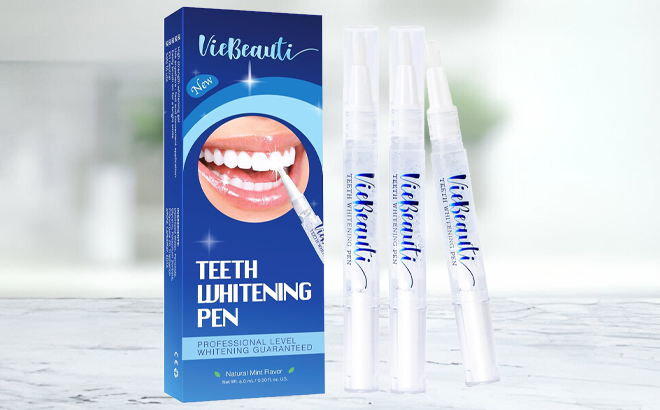 Teeth Whitening Pens 3 Pack on a Table