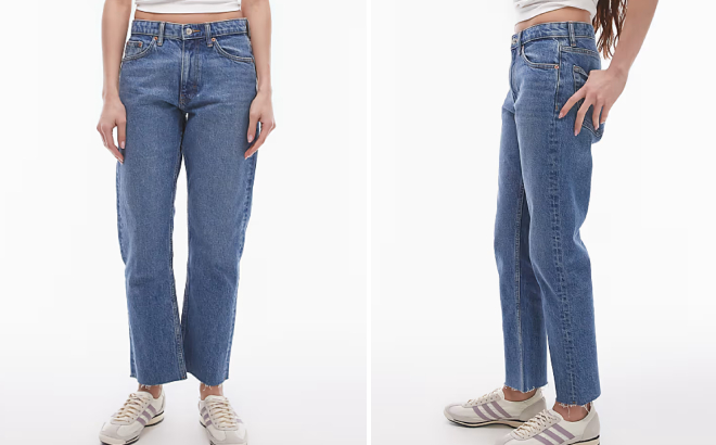 Topshop Cropped Mid Rise Straight Jeans Topshop Cropped Mid Rise Straight Jeans
