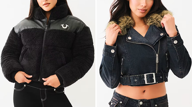 True Religion Womens Embroidered Sherpa Jacket True Religion Womens Embroidered Sherpa Jacket