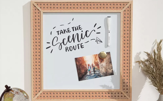 U Brands Rattan Frame Dry Erase Board Natural