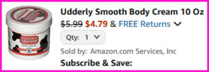 Udderly Smooth Body Cream Checkout Screen