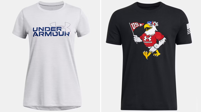 Under Armour Girls Twist Logo Short Sleeve and Under Armour Boys Freedom USA Short Sleeve Under Armour Girls Twist Logo Short Sleeve and Under Armour Boys Freedom USA Short Sleeve