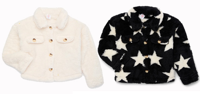 Wonder Nation Girls Faux Shearling Teddy Shackets Wonder Nation Girls Faux Shearling Teddy Shackets