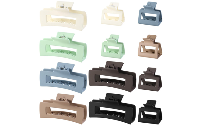 12 Pcs Rectangle Hair Clip