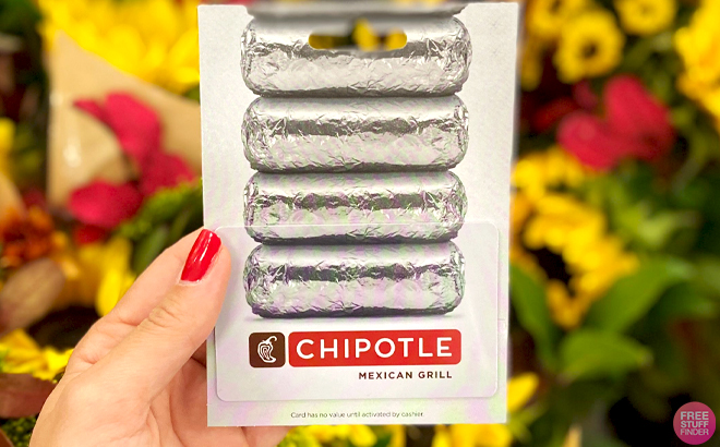 A Hand holding Chipotle Gift Card