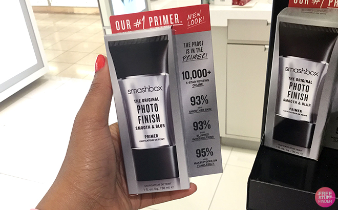 A Woman Holding Smashbox Photo Finish Primer