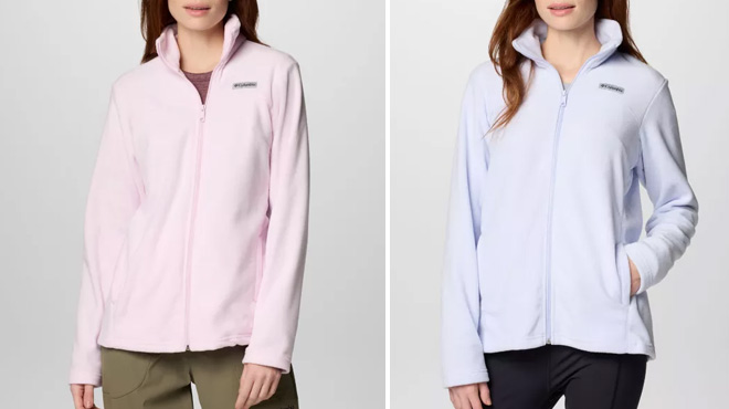 A Woman Wearing Columbia Castle Dale Full Zip Fleece Jacket in Two Colors A Woman Wearing Columbia Castle Dale Full Zip Fleece Jacket in Two Colors