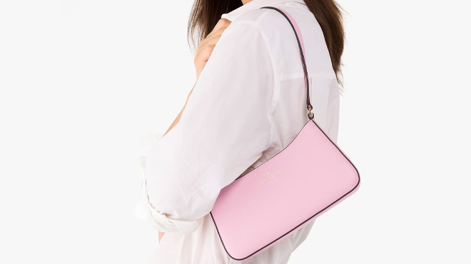 A Woman Wearing Kate Spade Outlet Julia Small Shoulder Bag A Woman Wearing Kate Spade Outlet Julia Small Shoulder Bag