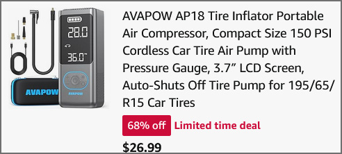 AVAPOW Portable Tire Inflator checkout page AVAPOW Portable Tire Inflator checkout page