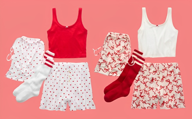 American Eagle Valentines Day PJs Socks Gift Set