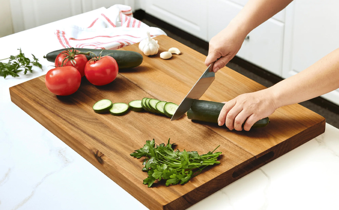 Architec XL 18x 23 Edge Grain Acacia Cutting Board and Chop Block