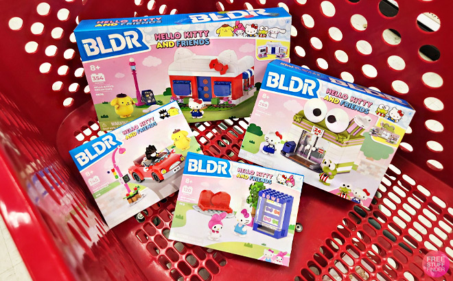 BLDR Hello Kitty Building Sets in a Cart