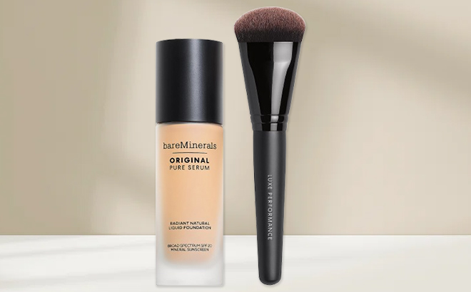 BareMinerals Original Pure Serum Radiant Foundation with Luxe Brush BareMinerals Original Pure Serum Radiant Foundation with Luxe Brush