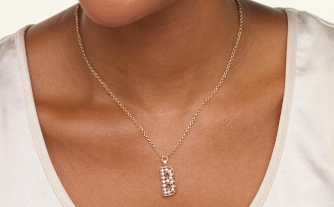 Baublebar Goldtone Simulated Pearl Initial Drop Necklace