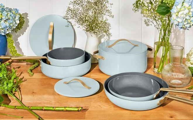 Beautiful by Drew Barrymore Hydrangea 12 Piece Ceramic Non Stick Cookware Set