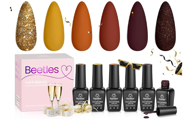 Beetles Gold Gel Polish Set 6 Pack