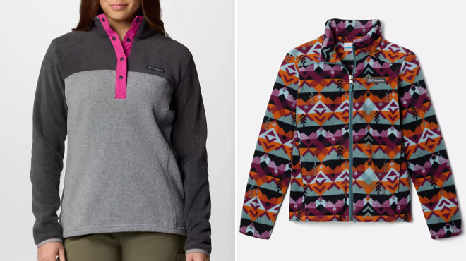 Columbia Women's Benton Springs Half Snap Pullover Fleece II and Boys Castle Dale Printed Full Zip Fleece Columbia Women's Benton Springs Half Snap Pullover Fleece II and Boys Castle Dale Printed Full Zip Fleece