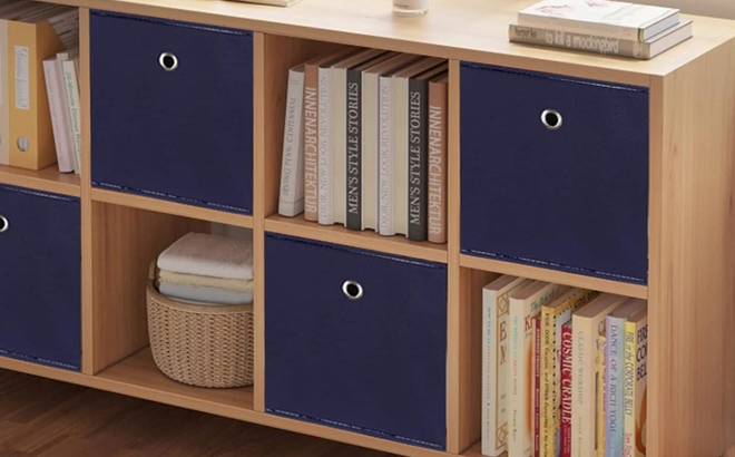 Fabric Cubes Storage Containers in Navy Blue Color Fabric Cubes Storage Containers in Navy Blue Color