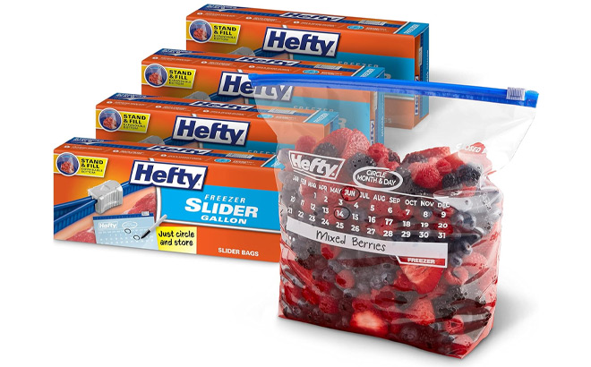 Hefty Calendar Slider Gallon Freezer Bags 4 Pack