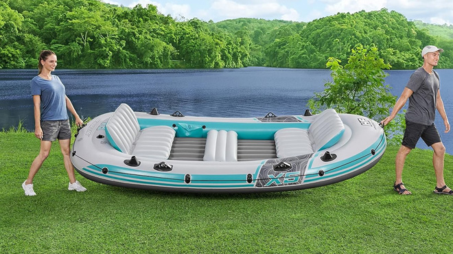 Inflatable 5 Person Water Raft Outdoor Floating Boat Set