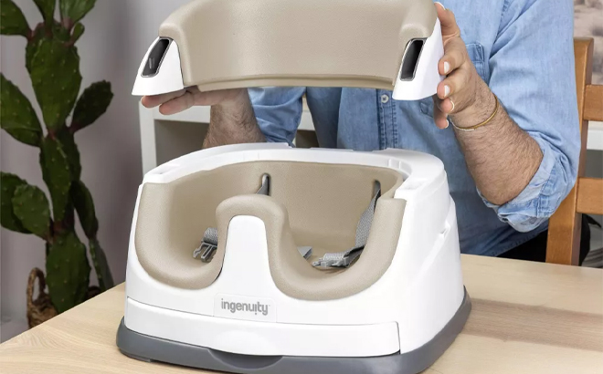 Ingenuity Baby Base 2 in 1 Booster Feeding and Floor Seat with Self Storing Tray