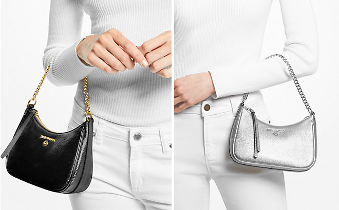 Jet Set Charm Small Metallic Leather Pochette