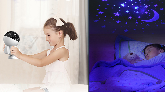 Kids using a Kids Star Night Light Projector