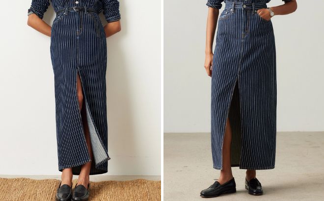 Levis Ankle Column Skirt with Stripes Levis Ankle Column Skirt with Stripes